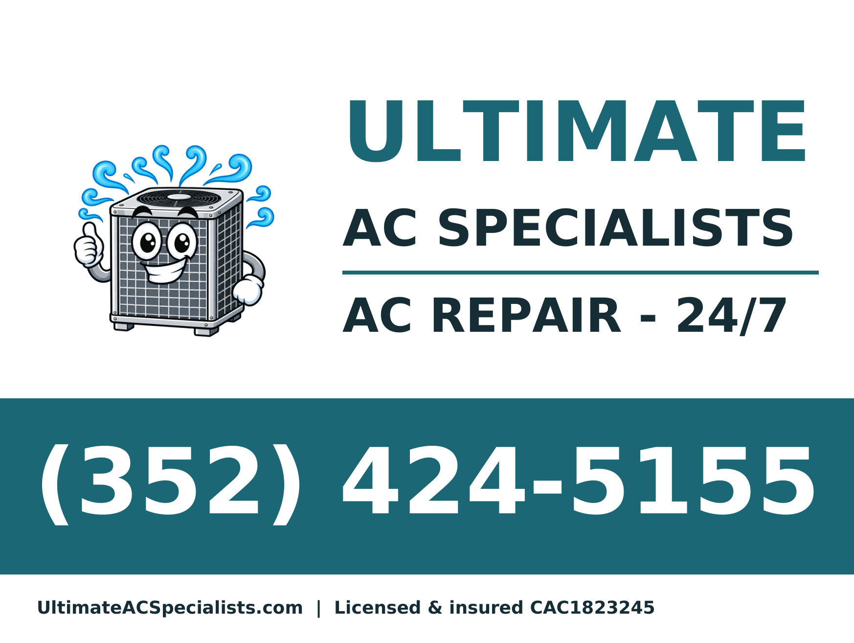 Vehicle sign design with the phone number in very large type.